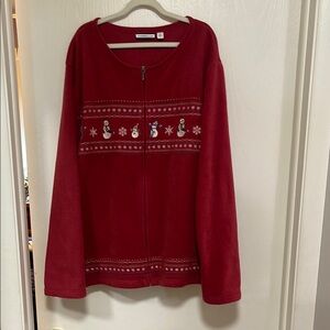 Croft & Barrow Red Cardigan Sweater with Festive Pattern